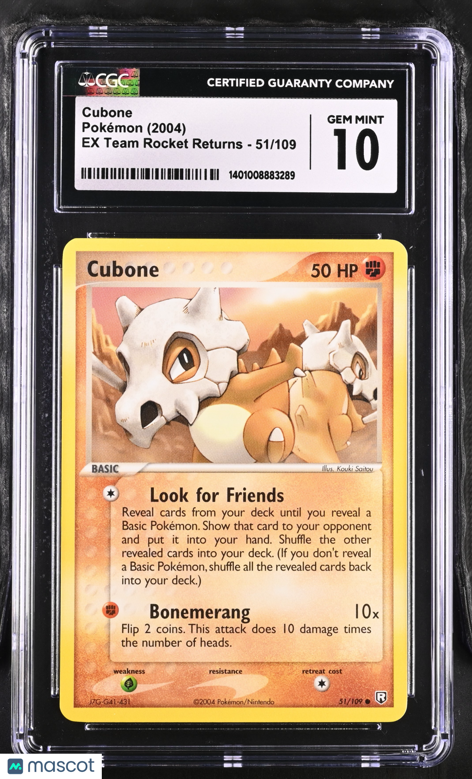 2004 Pokemon Cubone #51/109 51/109 CGC 10
