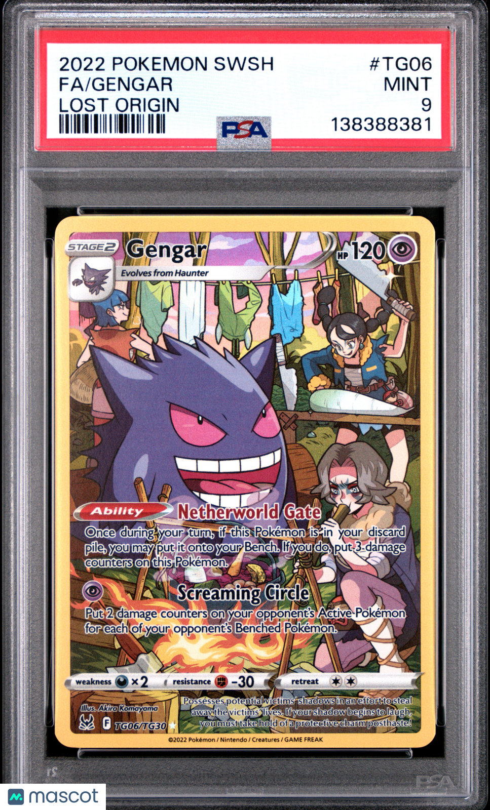 2022 Pokemon Sword & Shield Lost Origin Gengar #TG06 Fa Lost Origin PSA 9