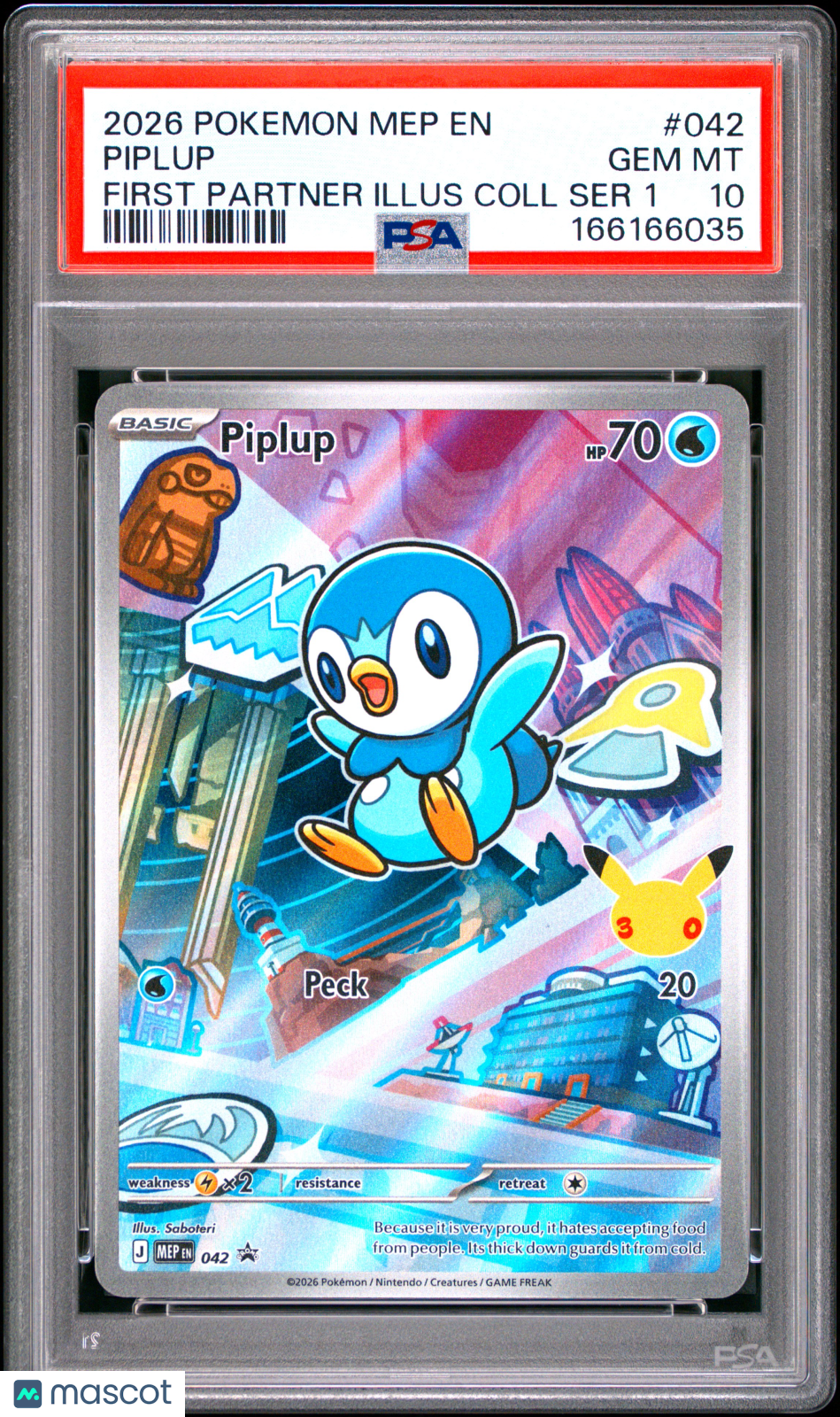 2026 Pokemon Mep EN-Me Black Star Promo Piplup #042 First Partner Illus Coll Ser 1 PSA 10