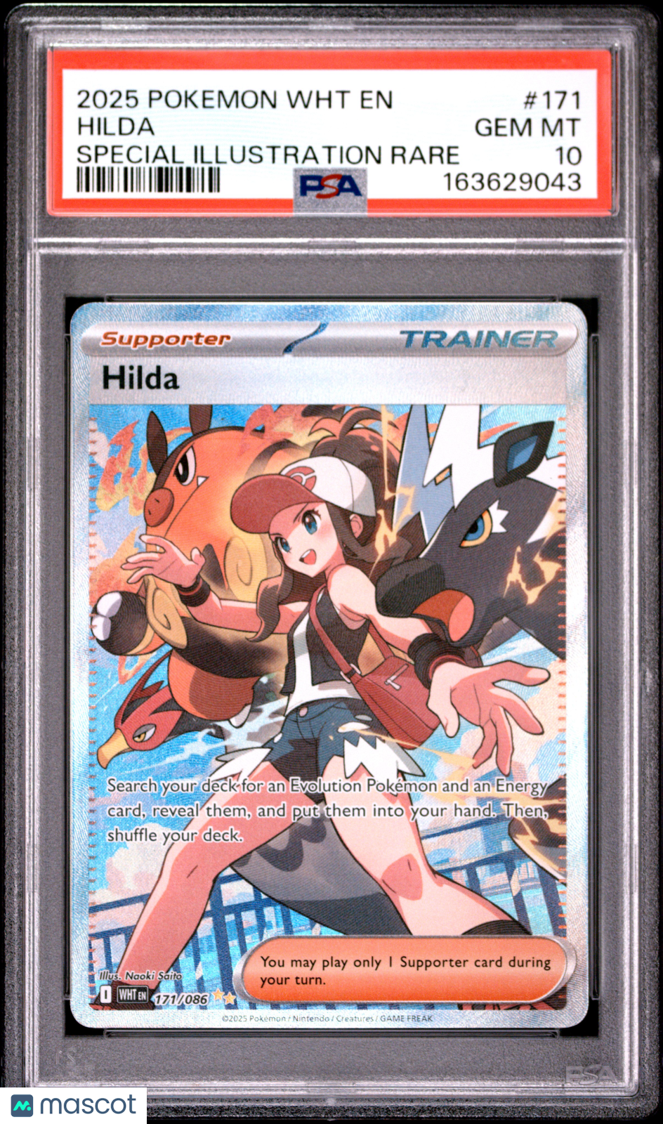 2025 Pokemon WHT EN-White Flare Hilda #171 Special Illustration Rare PSA 10