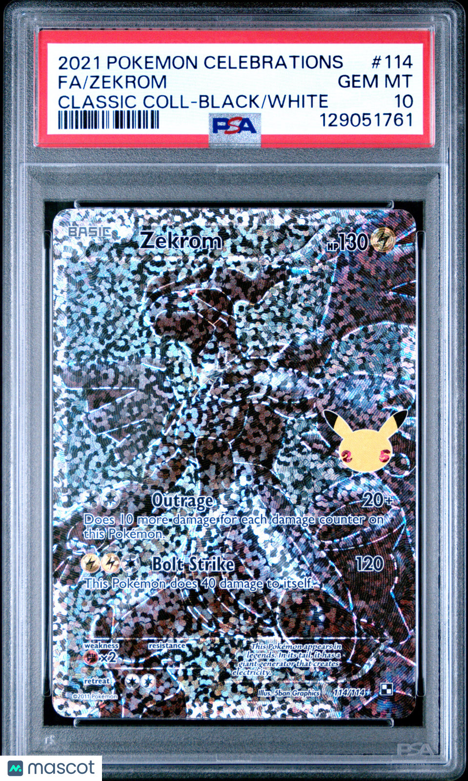 2021 Pokemon Celebrations Classic Collection Zekrom #114 Fa Classic Coll-Black/White PSA 10