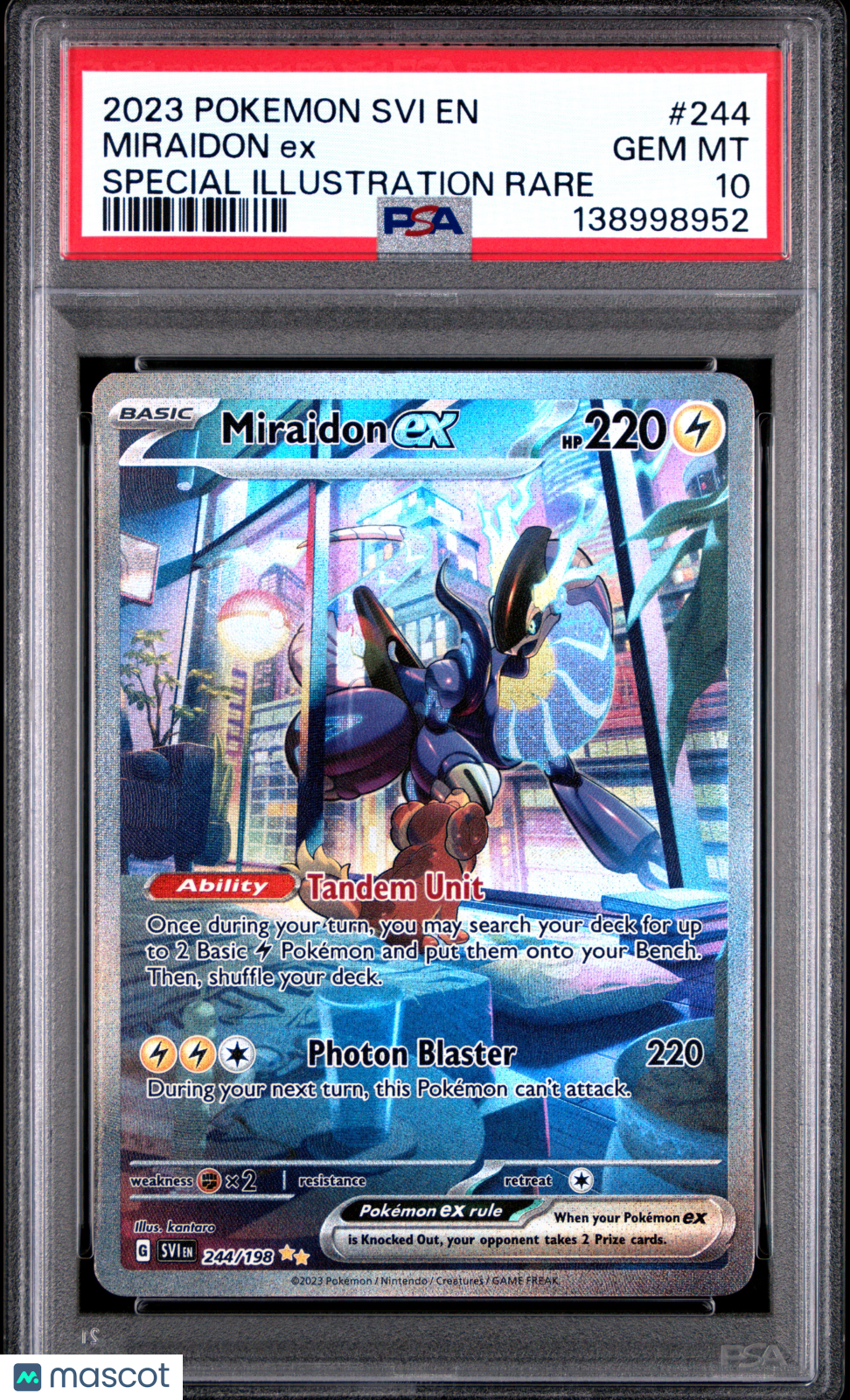 2023 Pokemon Svi EN-Scarlet & Violet Miraidon EX #244 Special Illustration Rare PSA 10