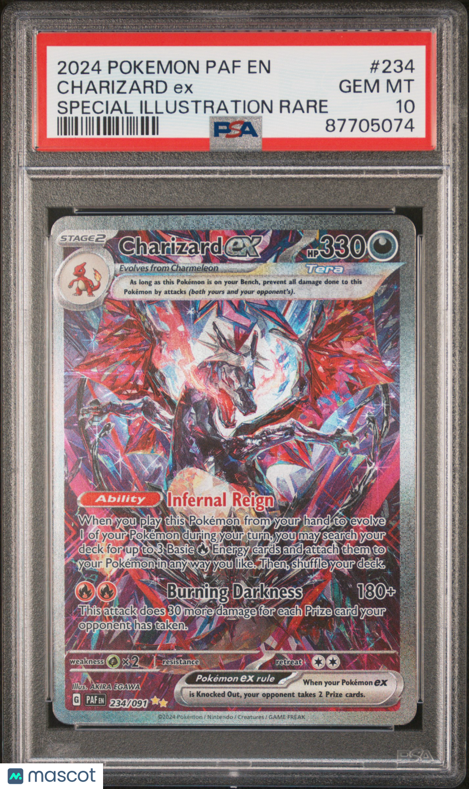 2024 Pokemon Paf EN-Paldean Fates Charizard EX #234 Special Illustration Rare PSA 10