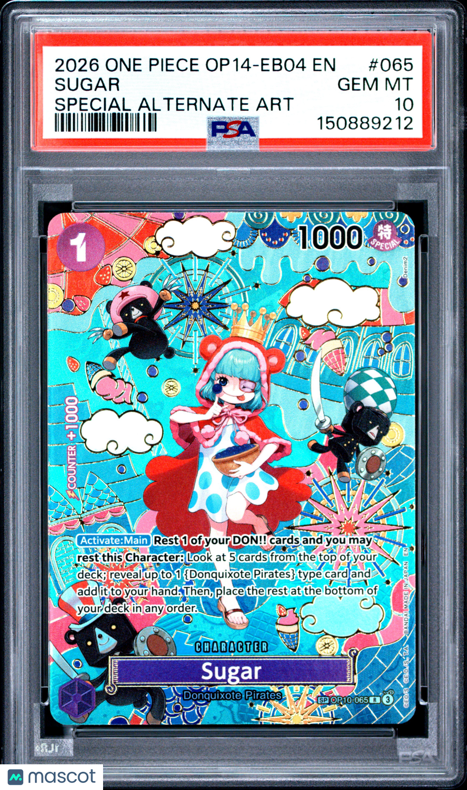 2026 One Piece Op14-Eb04-The Azure Sea's Seven Sugar #065 Special Alternate Art PSA 10