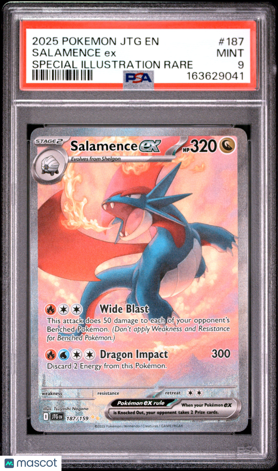 2025 Pokemon JTG EN-Journey Together Salamence EX #187 Special Illustration Rare PSA 9