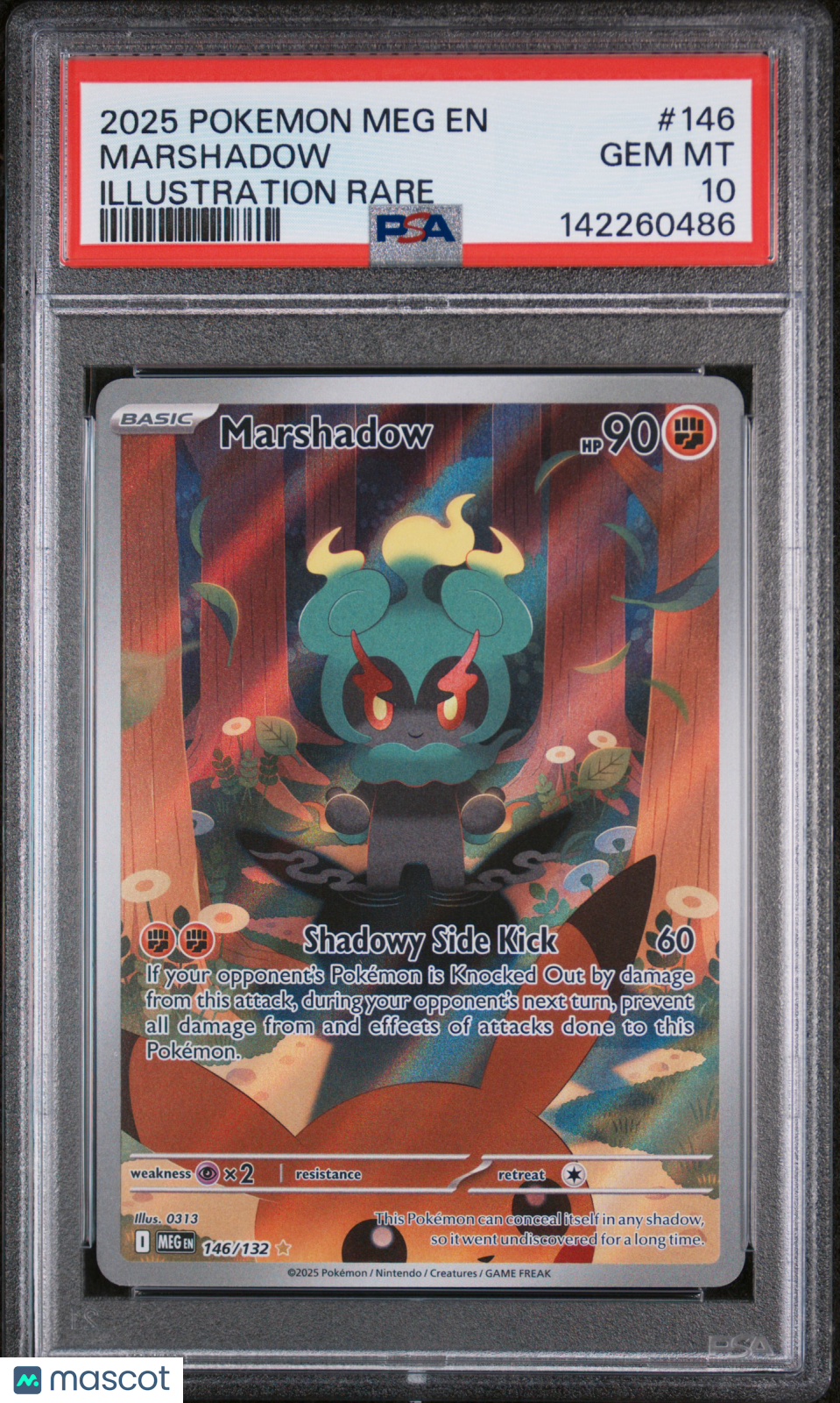 2025 Pokemon Meg EN-Mega Evolution Marshadow #146 Illustration Rare PSA 10