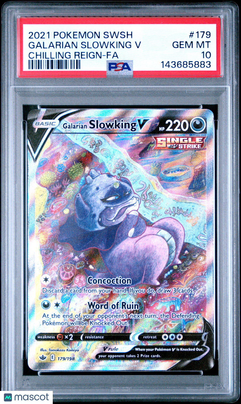 2021 Pokemon Sword & Shield Chilling Reign Galarian Slowking V #179 Chilling Reign-Fa PSA 10