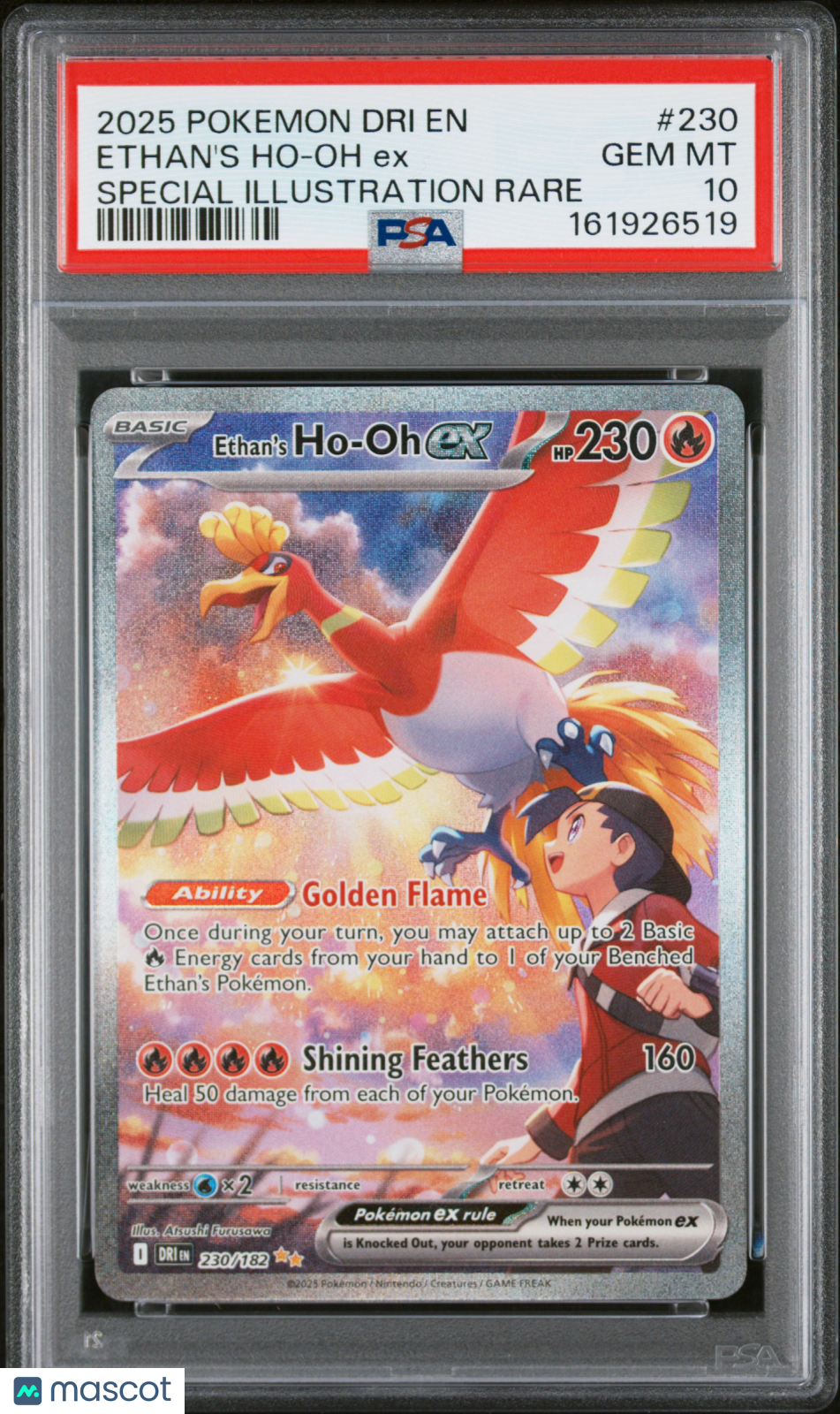 2025 Pokemon Dri EN-Destined Rivals Ethan's Ho-Oh EX #230 Special Illustration Rare PSA 10