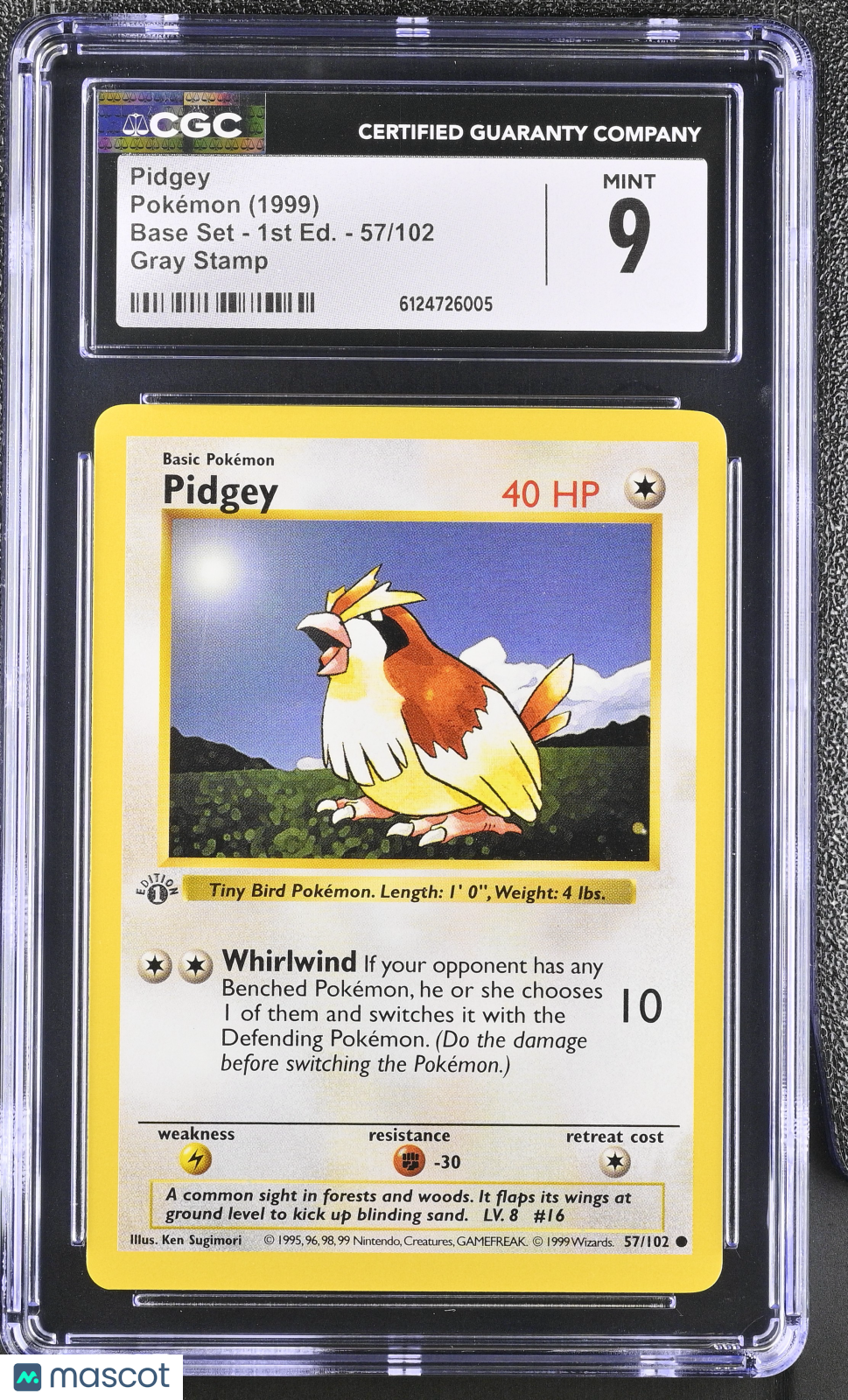 1999 Pokemon Pidgey #57/102 1st Edition CGC 9