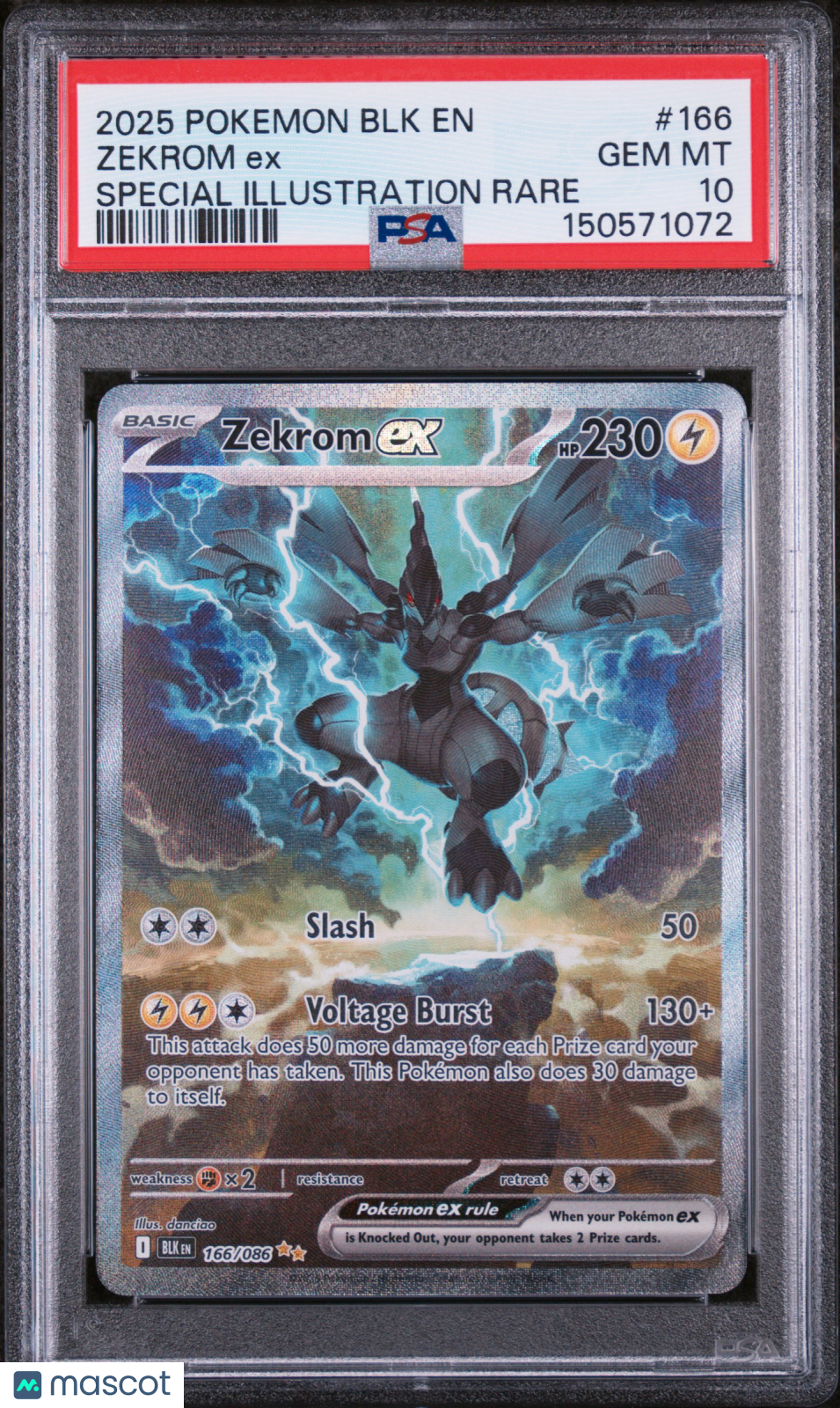 2025 Pokemon BLK EN-Black Bolt Zekrom EX #166 Special Illustration Rare PSA 10