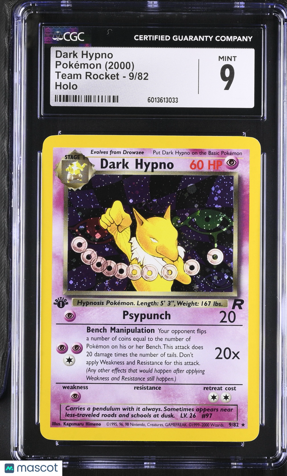 2000 Pokemon Dark Hypno #9/82 CGC 9
