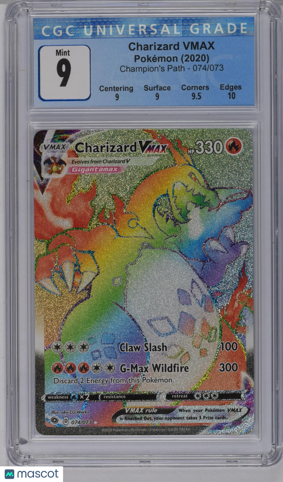 2020 Pokemon Charizard VMAX #074/073 Rainbow Rare CGC 9