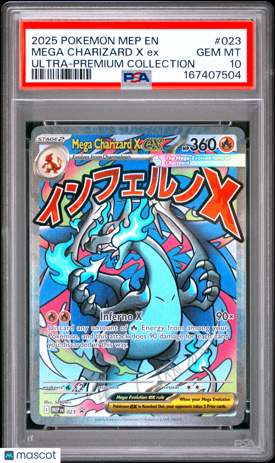 2025 Pokemon Mep EN-Me Black Star Promo Mega Charizard X EX #023 Ultra-Premium Collection PSA 10