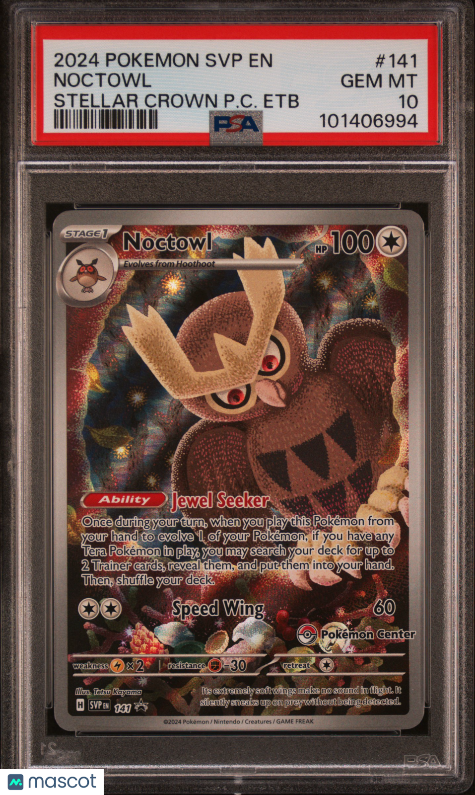 2024 Pokemon SVP EN-SV Black Star Promo Noctowl #141 Stellar Crown PC Etb PSA 10