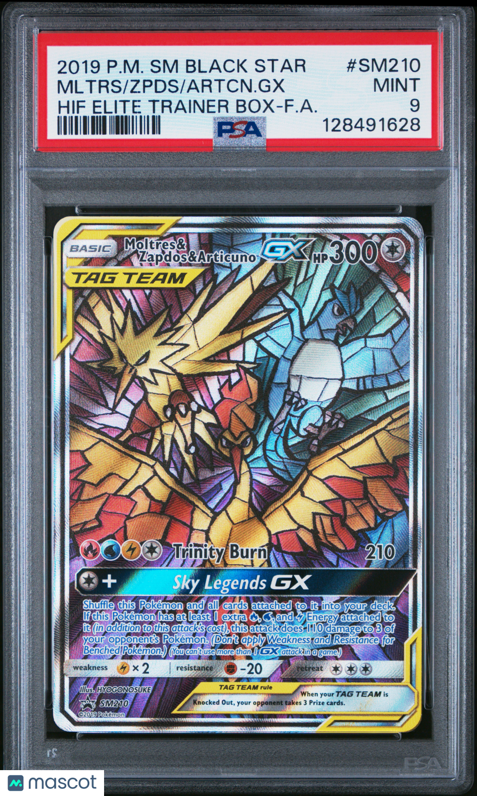 2019 Pokemon SM Black Star Promo Artcn. GX Mltrs Zpds #SM210 Hif Elite Trainer Box-F.A. PSA 9
