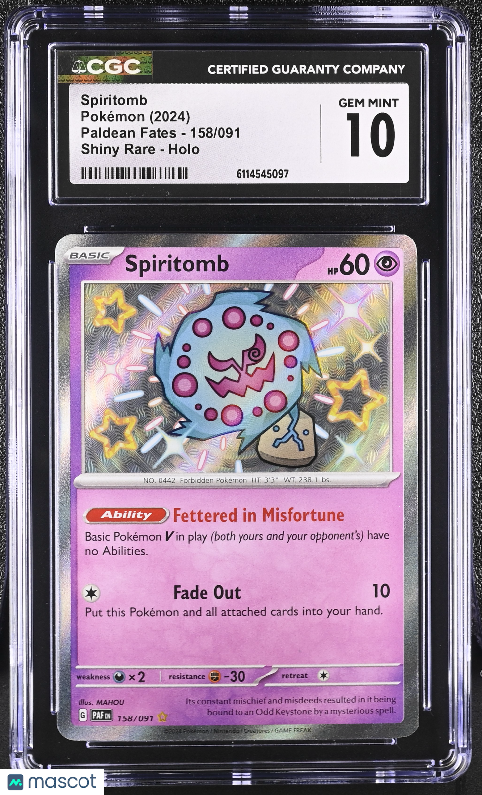 2024 Pokemon Spiritomb #158/091 Shiny Rare CGC 10