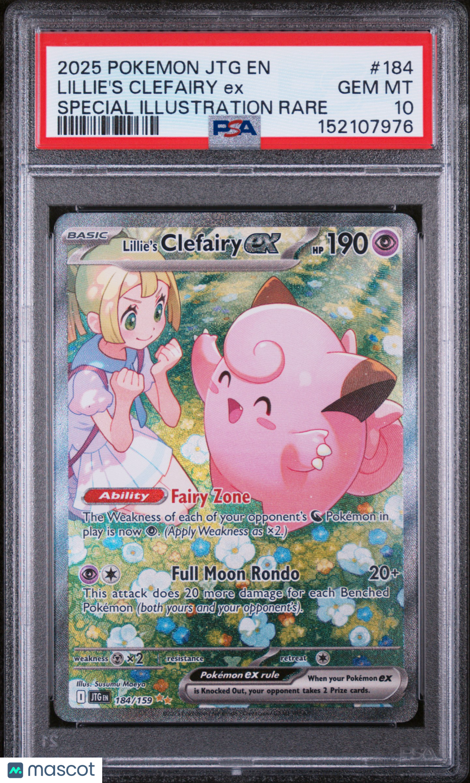 2025 Pokemon JTG EN-Journey Together Lillie's Clefairy EX #184 Special Illustration Rare PSA 10