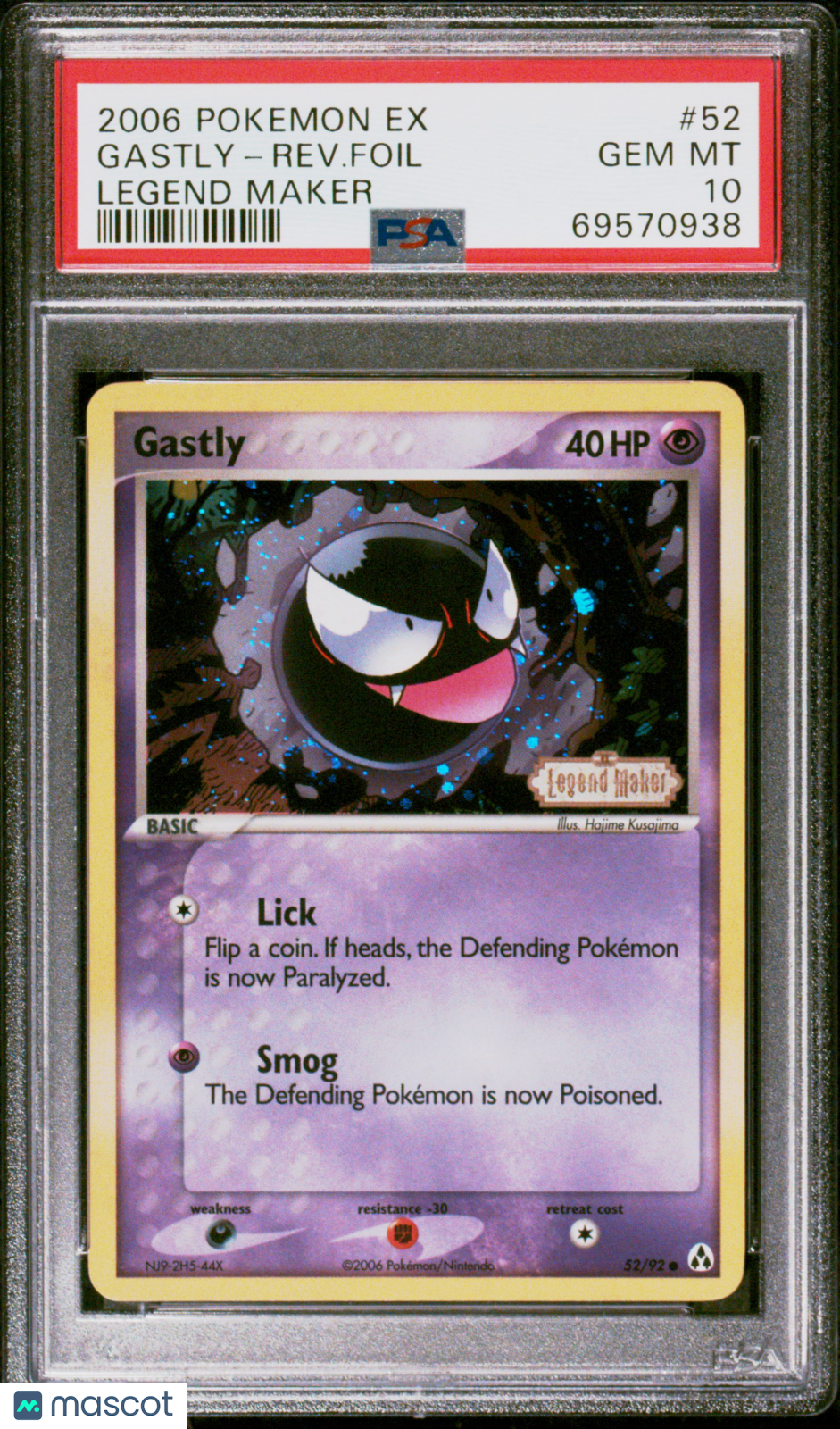 2006 Pokemon EX Legend Maker Gastly-Rev. Foil #52 Legend Maker PSA 10