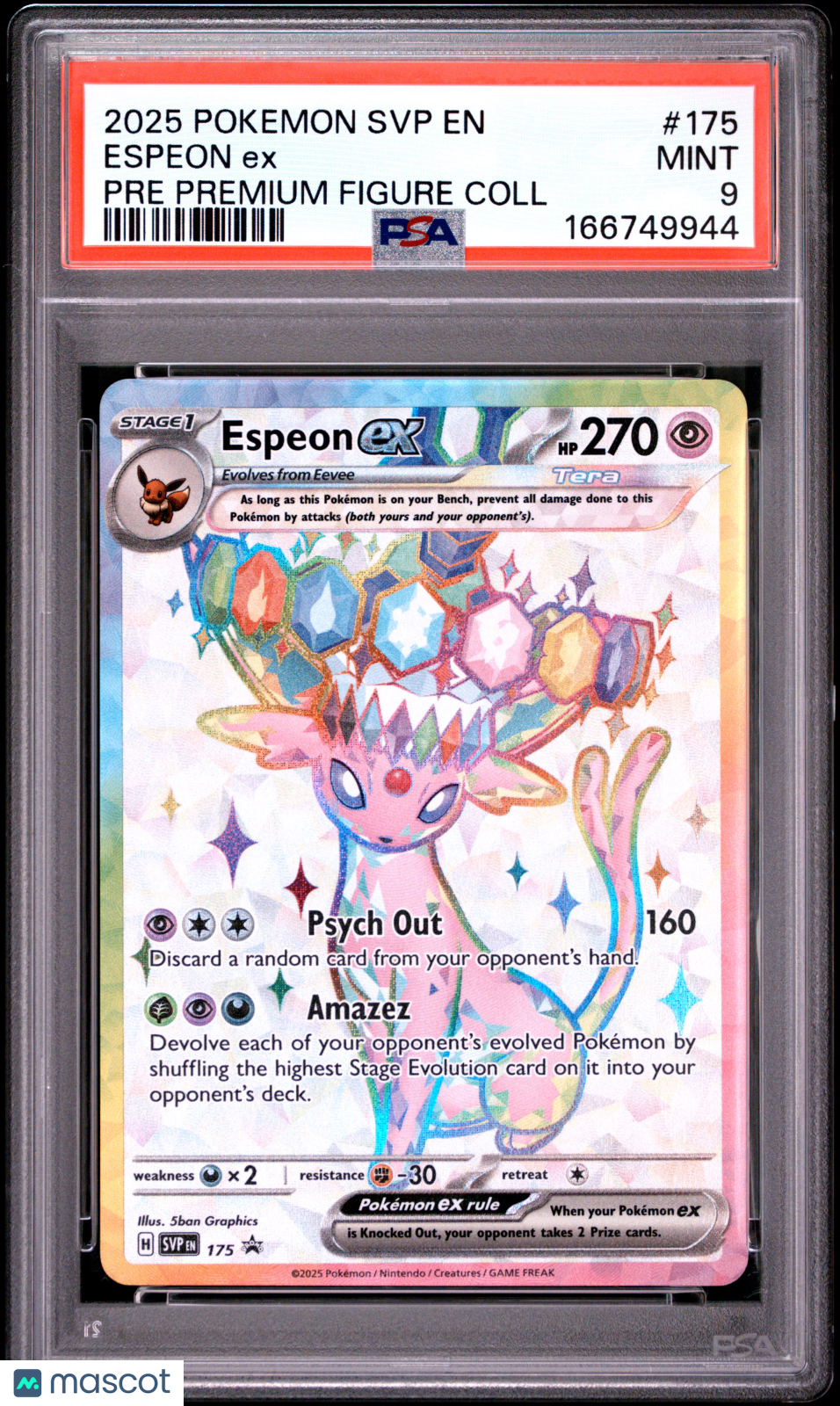 2025 Pokemon SVP EN-SV Black Star Promo Espeon EX #175 Pre Premium Figure Coll PSA 9
