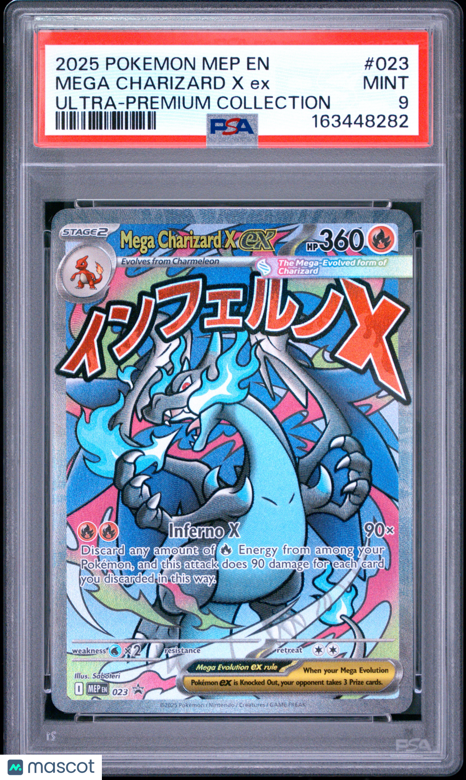 2025 Pokemon Mep EN-Me Black Star Promo Mega Charizard X EX #023 Ultra-Premium Collection PSA 9