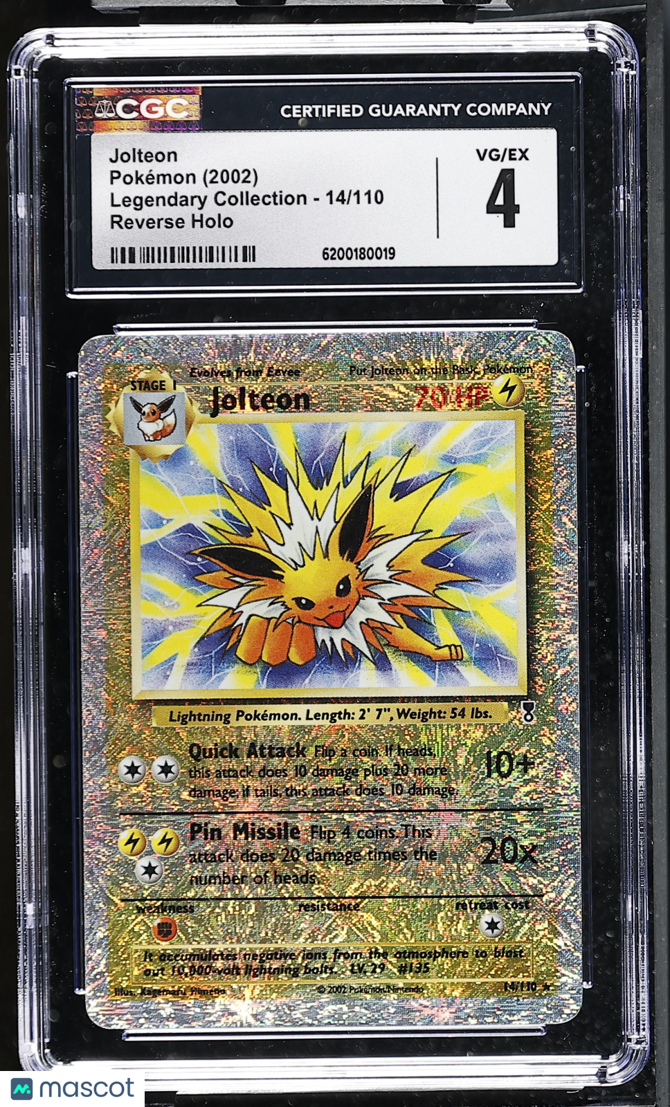 2002 Pokemon Jolteon #14/110 14/110 CGC 4