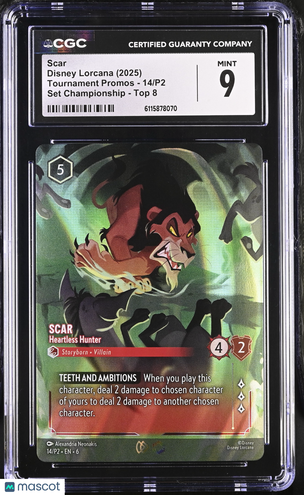2025 Disney Lorcana Scar #14/P2 CGC 9