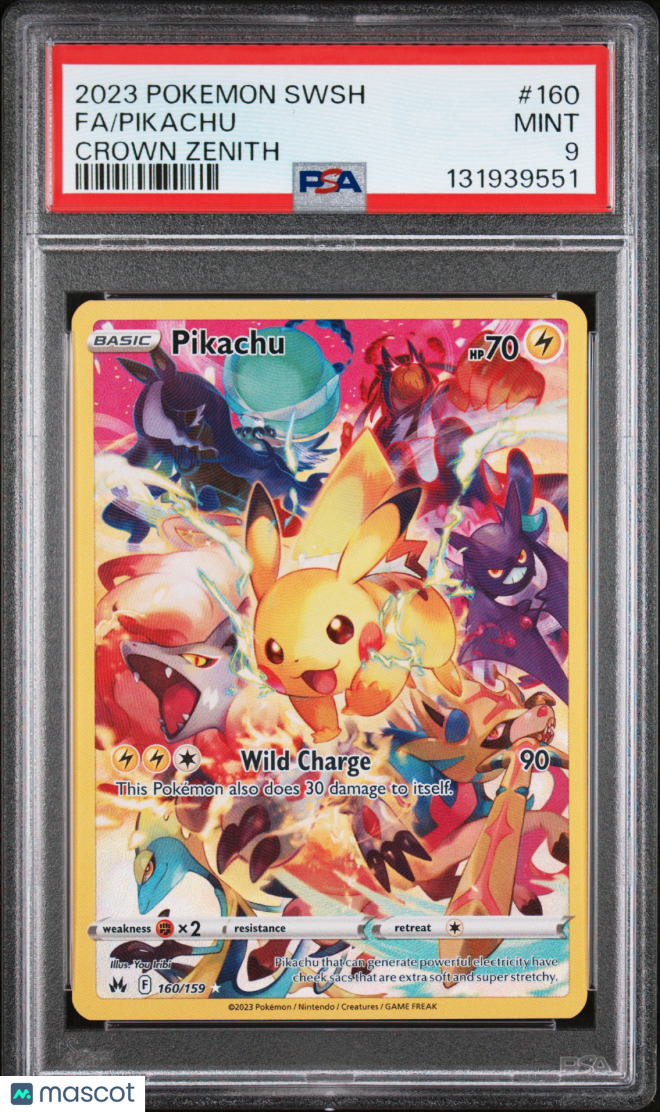 2023 Pokemon Sword And Shield Crown Zenith Pikachu #160 Crown Zenith Fa PSA 9