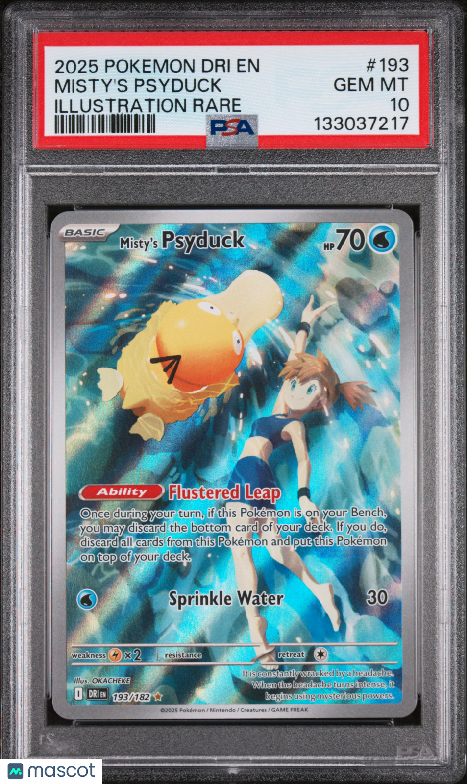 2025 Pokemon Dri EN-Destined Rivals Misty's Psyduck #193 Illustration Rare PSA 10