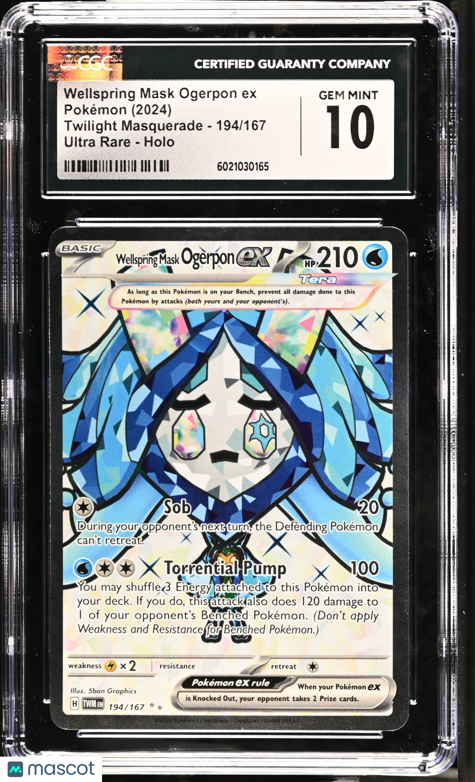 2024 Pokemon Wellspring Mask Ogerpon ex #194/167 Ultra Rare CGC 10