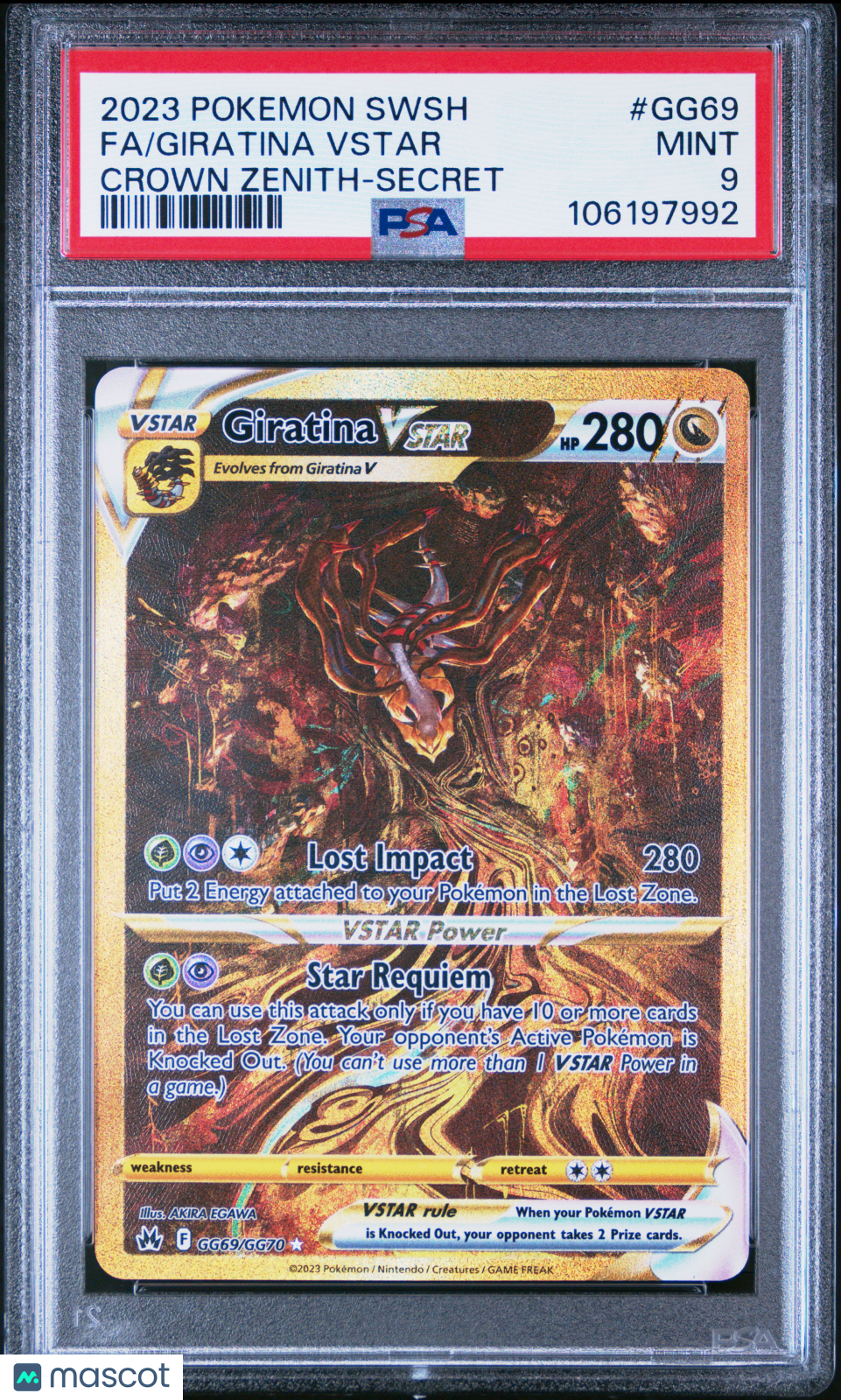 2023 Pokemon Sword And Shield Crown Zenith Giratina VSTAR #GG69 Crown Zenith-Secret Fa PSA 9