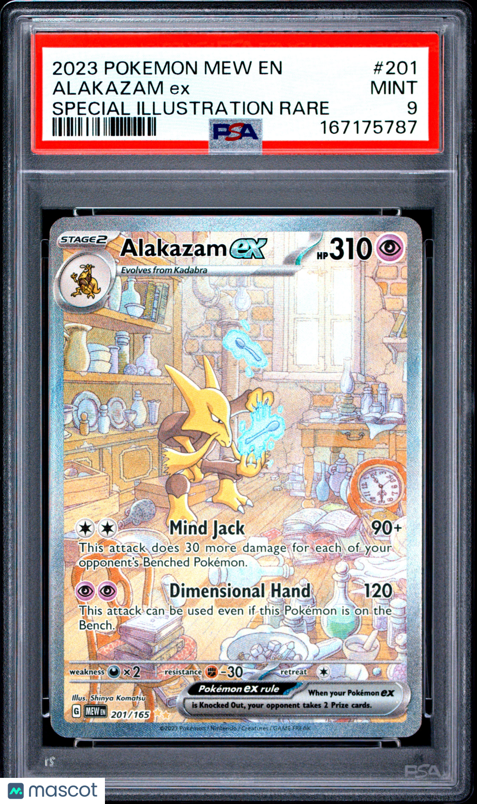 2023 Pokemon Mew EN-151 Alakazam EX #201 Special Illustration Rare PSA 9