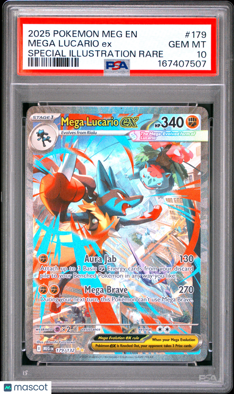 2025 Pokemon Meg EN-Mega Evolution Mega Lucario EX #179 Special Illustration Rare PSA 10