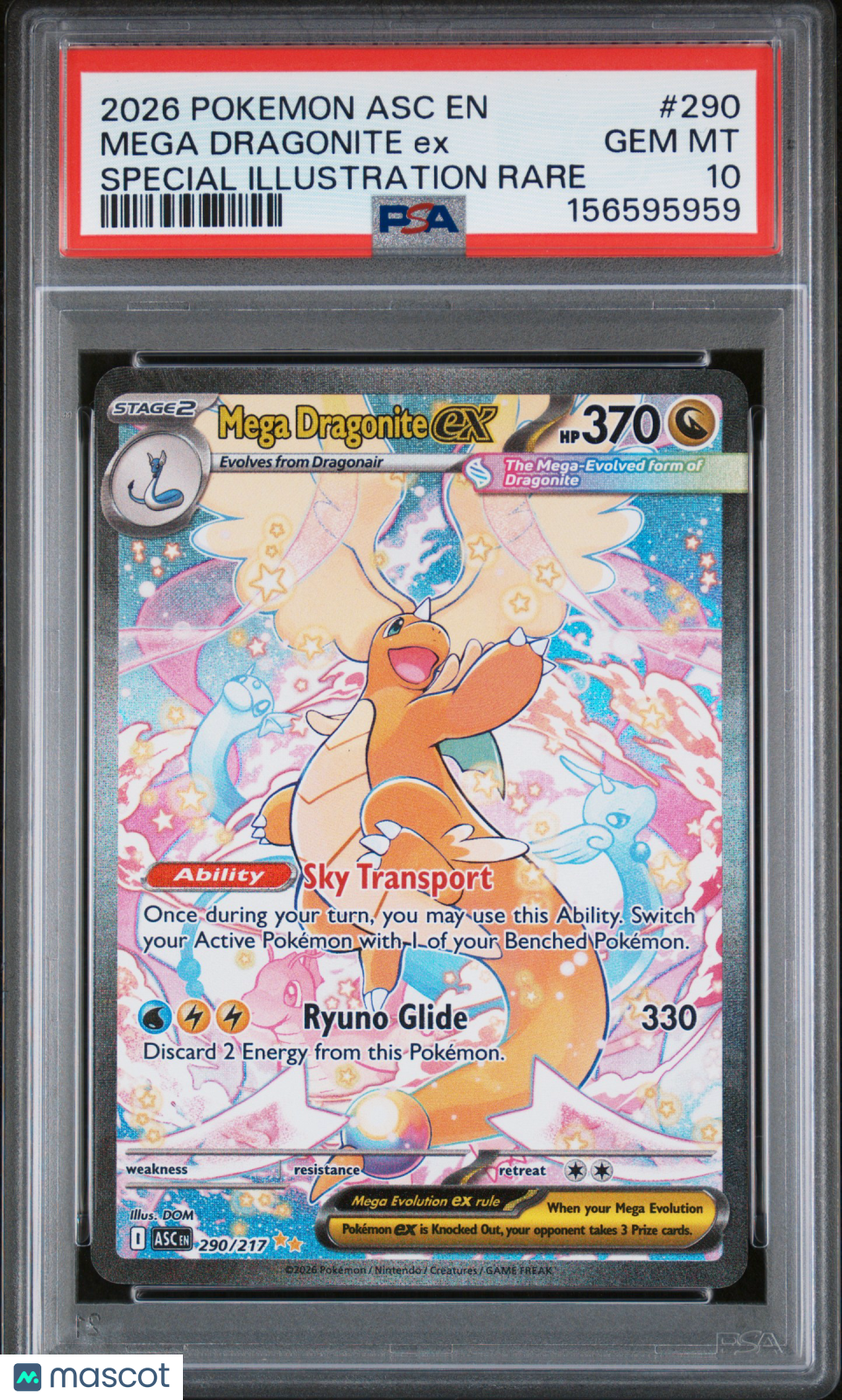 2026 Pokemon Asc EN-Ascended Heroes Mega Dragonite EX #290 Special Illustration Rare PSA 10