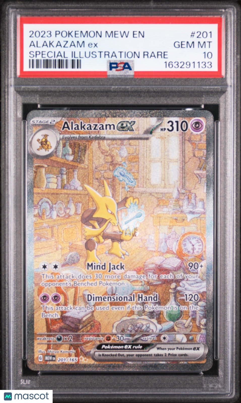 2023 Pokemon Mew EN-151 Alakazam EX #201 Special Illustration Rare PSA 10
