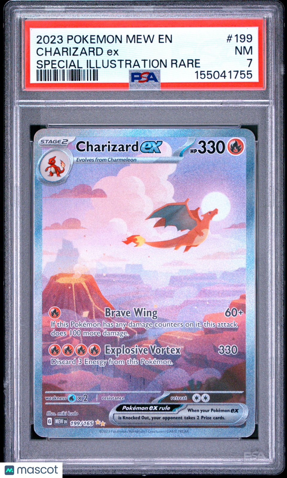 2023 Pokemon Mew EN-151 Charizard EX #199 Special Illustration Rare PSA 7
