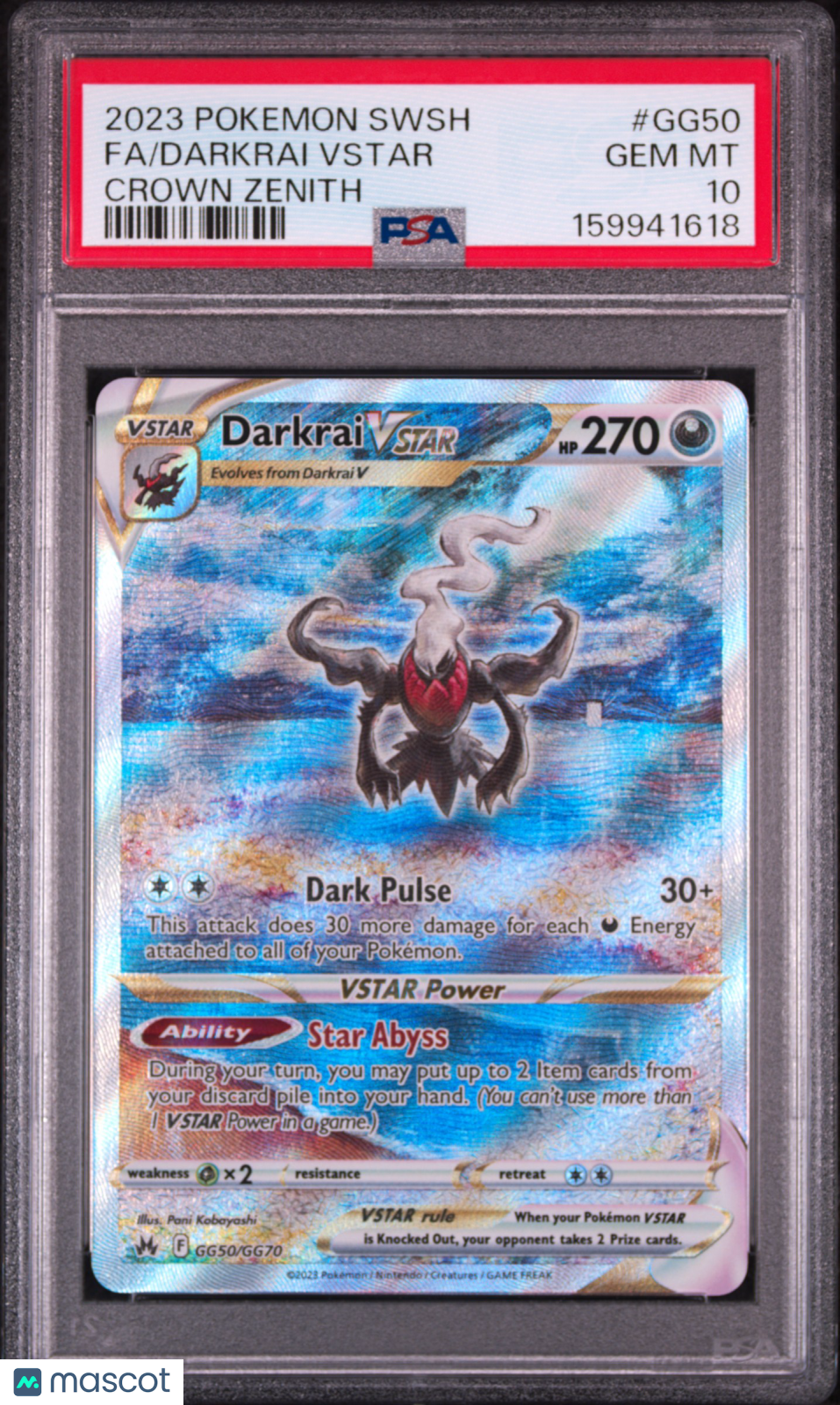 2023 Pokemon Sword And Shield Crown Zenith Darkrai VSTAR #GG50 Fa Crown Zenith PSA 10