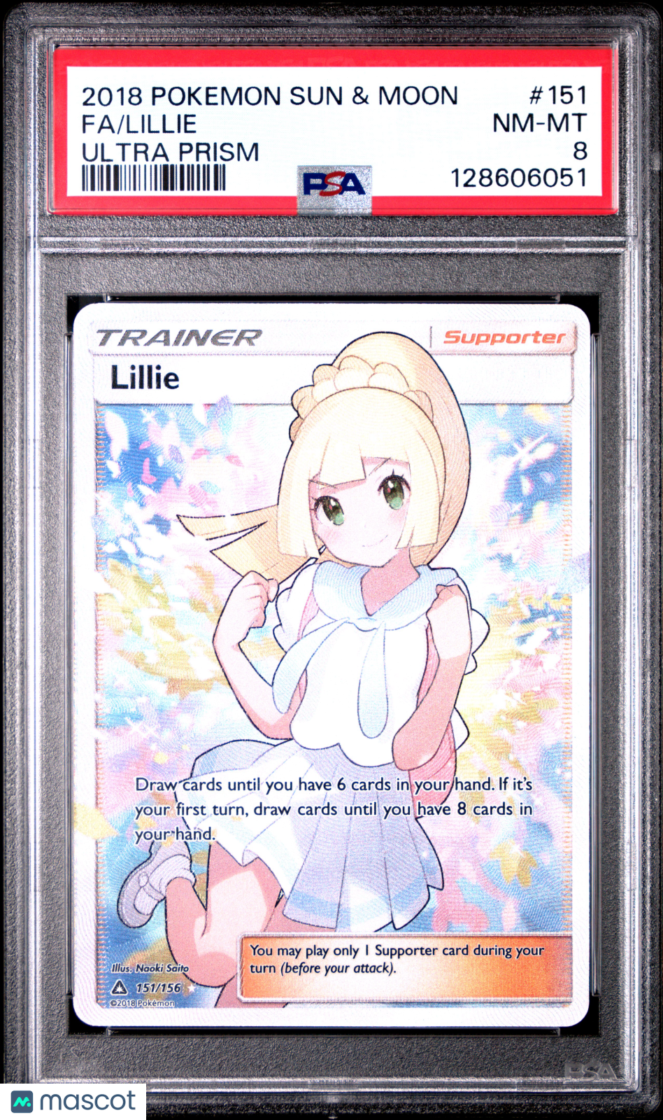 2018 Pokemon Sun & Moon Ultra Prism Lillie #151 Fa Ultra Prism PSA 8