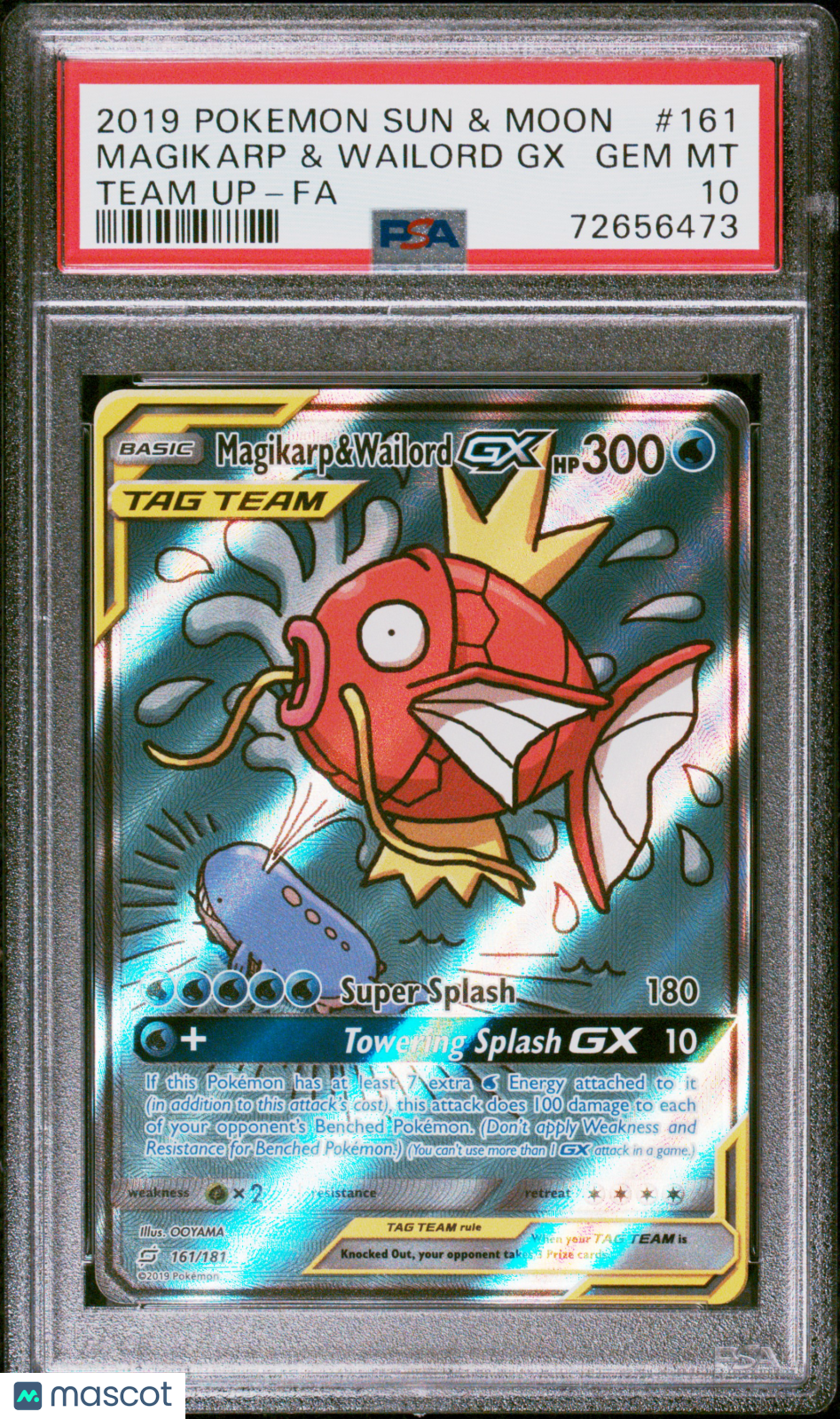 2019 Pokemon Sun & Moon Team Up Magikarp & Wailord GX #161 Team Up-Fa PSA 10