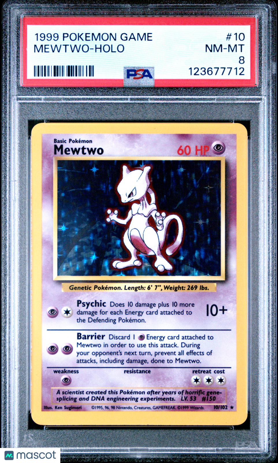 1999 Pokemon Game Mewtwo #10 PSA 8