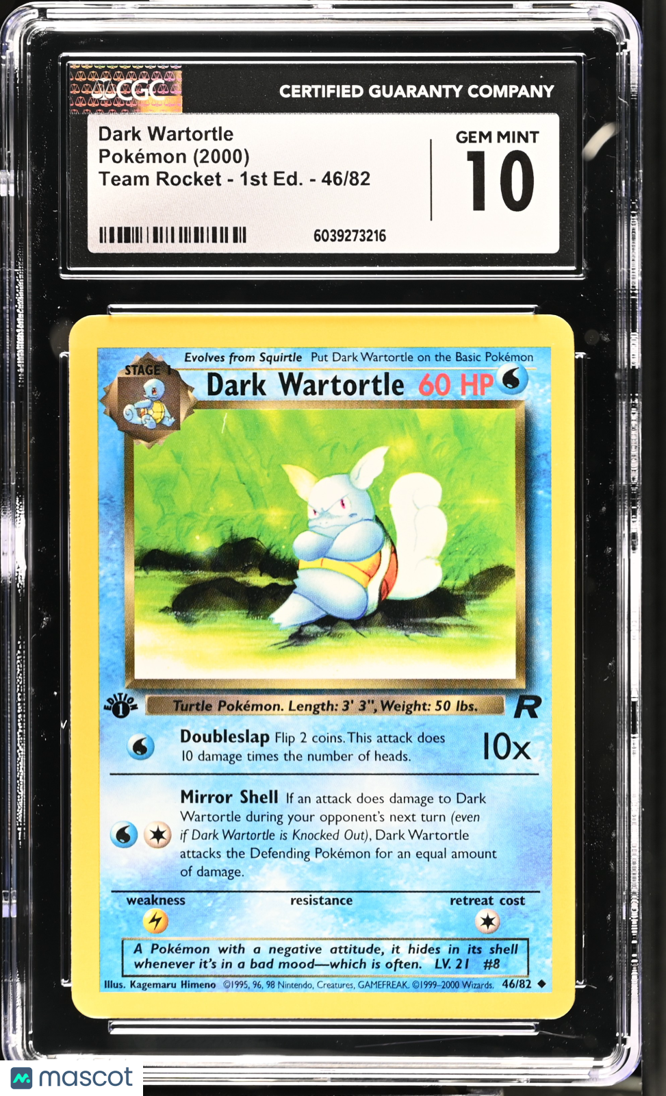 2000 Pokemon Dark Wartortle #46/82 1st Edition CGC 10