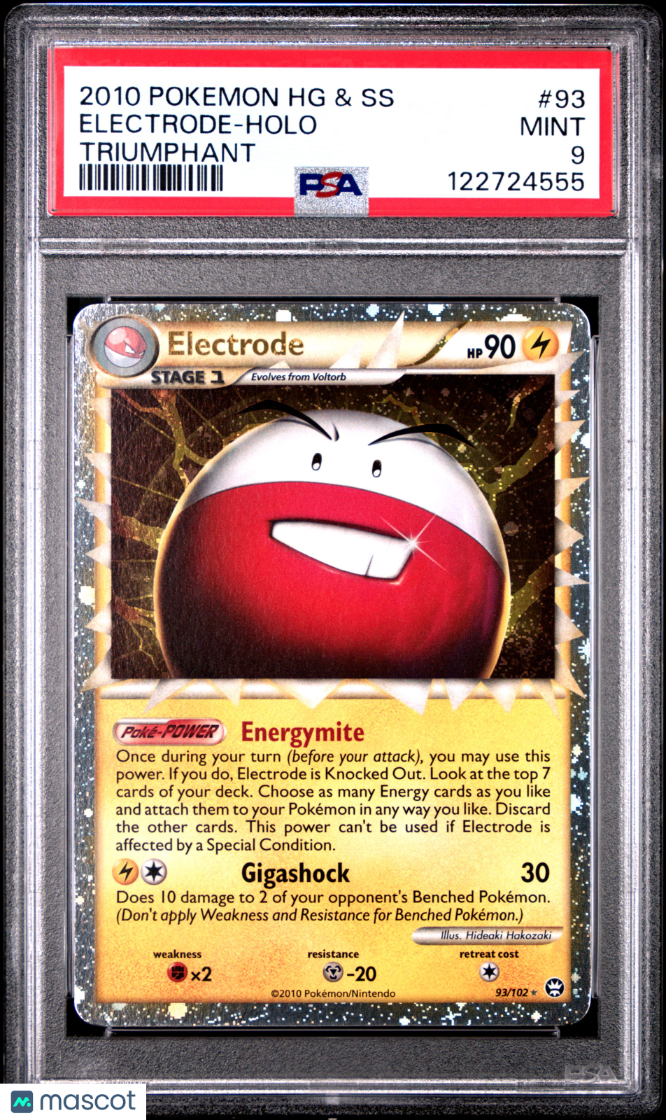 2010 Pokemon Heartgold & Soulsilver Triumphant Electrode #93 Triumphant PSA 9