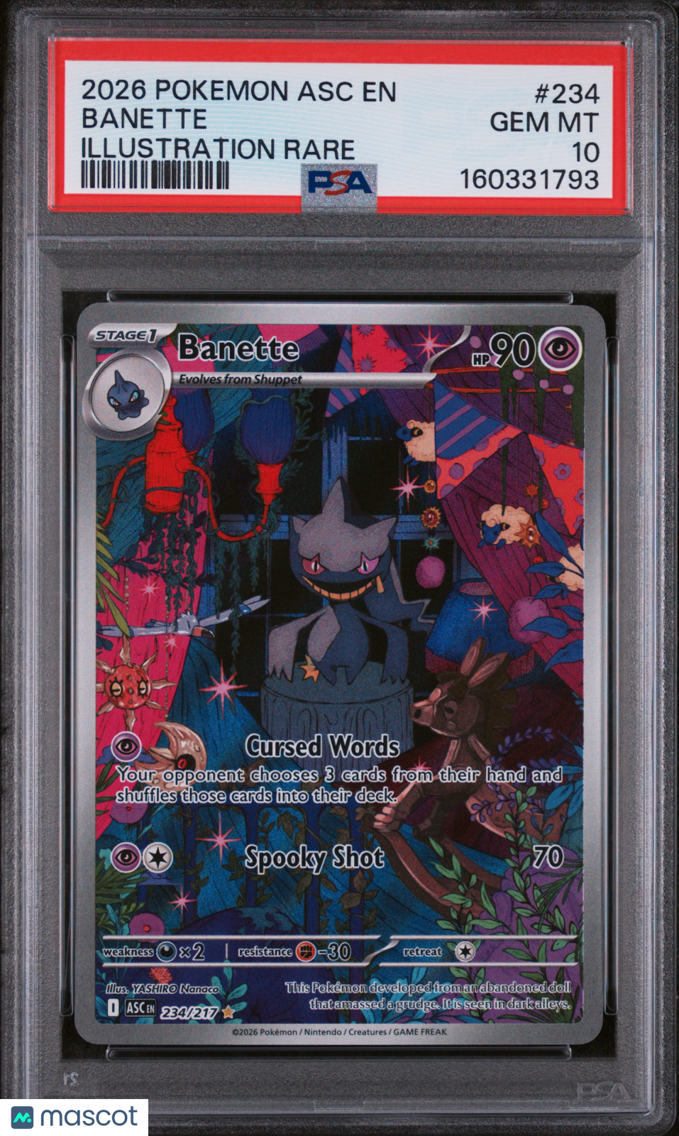 2026 Pokemon Asc EN-Ascended Heroes Banette #234 Illustration Rare PSA 10