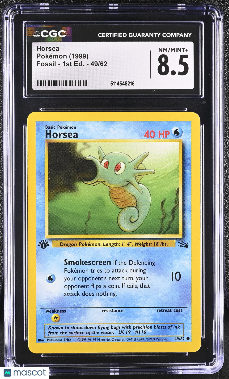 1999 Pokemon Horsea #49/62 49/62 1st Edition CGC 8.5