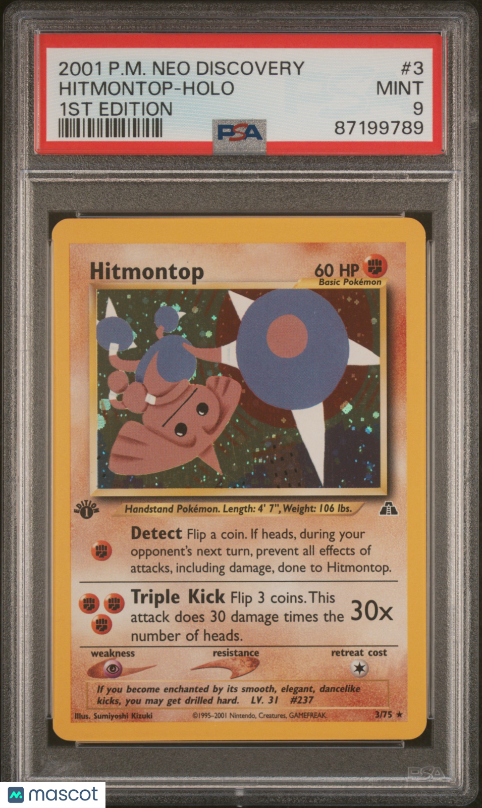 2001 Pokemon Neo Discovery Hitmontop #3 1st Edition PSA 9