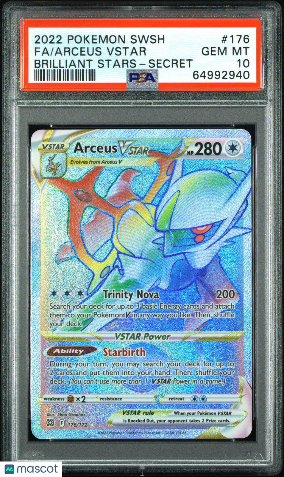 2022 Pokemon Sword & Shield Brilliant Stars Arceus VSTAR #176 Fa Brilliant Stars-Secret PSA 10