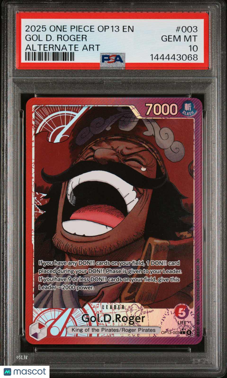 2025 One Piece Op13-Carrying On His Will Gol D. Roger #003 Alternate Art PSA 10