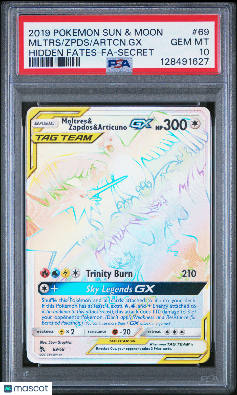 2019 Pokemon Sun & Moon Hidden Fates Artcn. GX Mltrs Zpds #69 Hidden Fates-Fa-Secret PSA 10