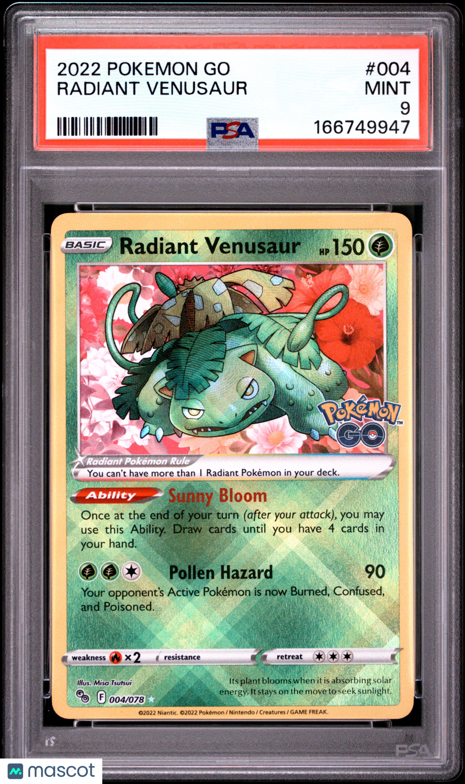 2022 Pokemon Go Radiant Venusaur #004 PSA 9