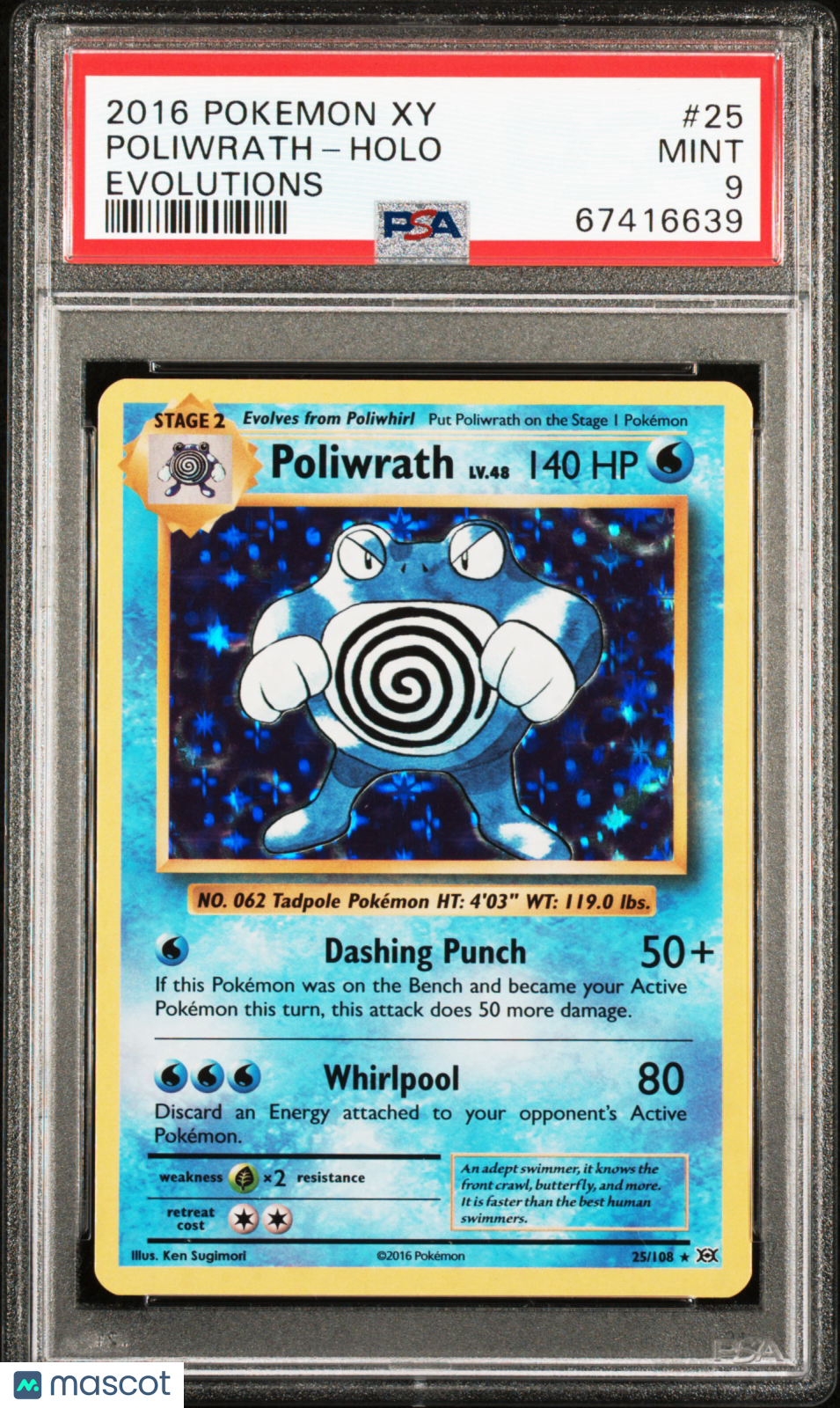 2016 Pokemon Xy Evolutions Poliwrath #25 Evolutions PSA 9