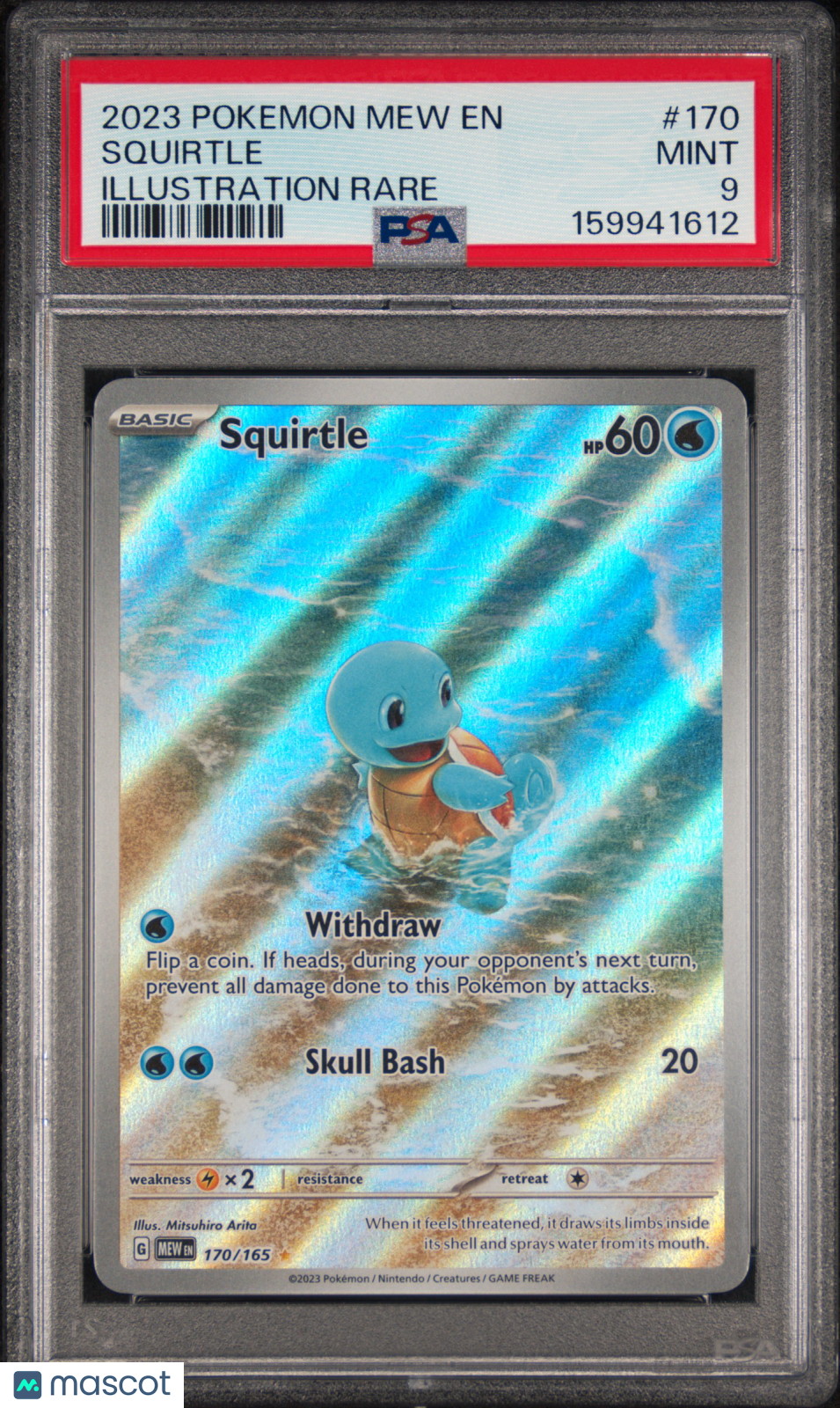 2023 Pokemon Mew EN-151 Squirtle #170 Illustration Rare PSA 9